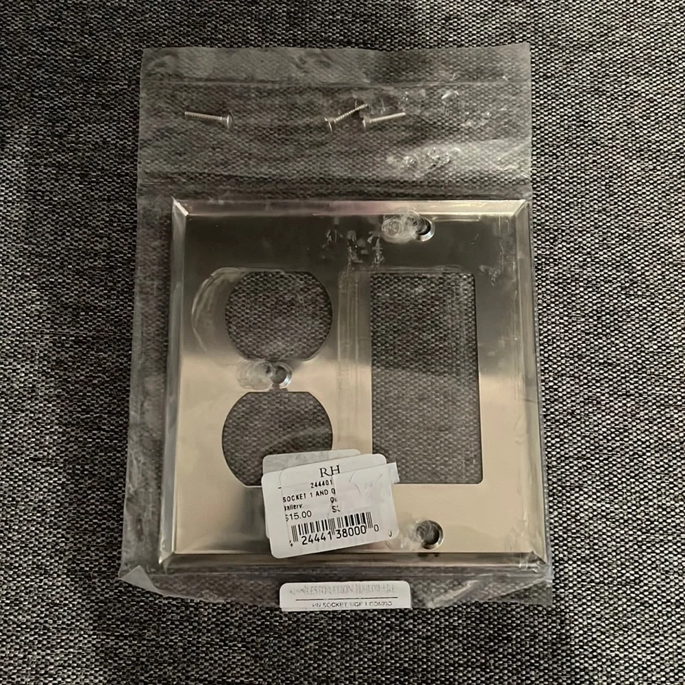 Restoration Hardware Nickel Socket and Ground Faceplate NWT